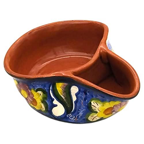 【並行輸入品】Handmade Hand Painted Portuguese Pottery Olive Dish with Pit Hol_1