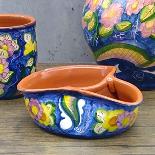 【並行輸入品】Handmade Hand Painted Portuguese Pottery Olive Dish with Pit Hol_4