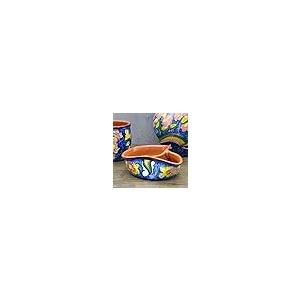 【並行輸入品】Handmade Hand Painted Portuguese Pottery Olive Dish with Pit Hol_5