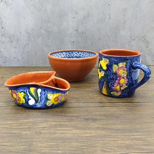 【並行輸入品】Handmade Hand Painted Portuguese Pottery Olive Dish with Pit Hol_7
