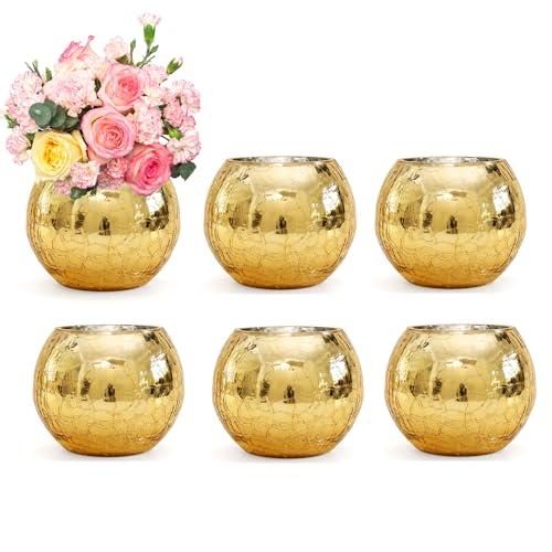 金装飾花瓶、特価‼️ 並行輸入品】6個セット きらめく花瓶 ひび模様 ゴールド花瓶