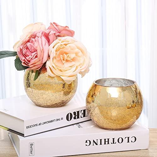 金装飾花瓶、特価‼️ 並行輸入品】6個セット きらめく花瓶 ひび模様 ゴールド花瓶