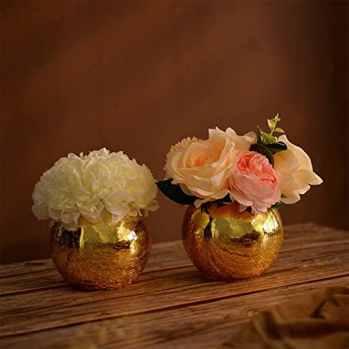 金装飾花瓶、特価‼️ 並行輸入品】6個セット きらめく花瓶 ひび模様 ゴールド花瓶