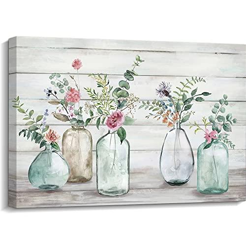 並行輸入品】Creoate 花束 花瓶入り キャンバスウォールアート バス