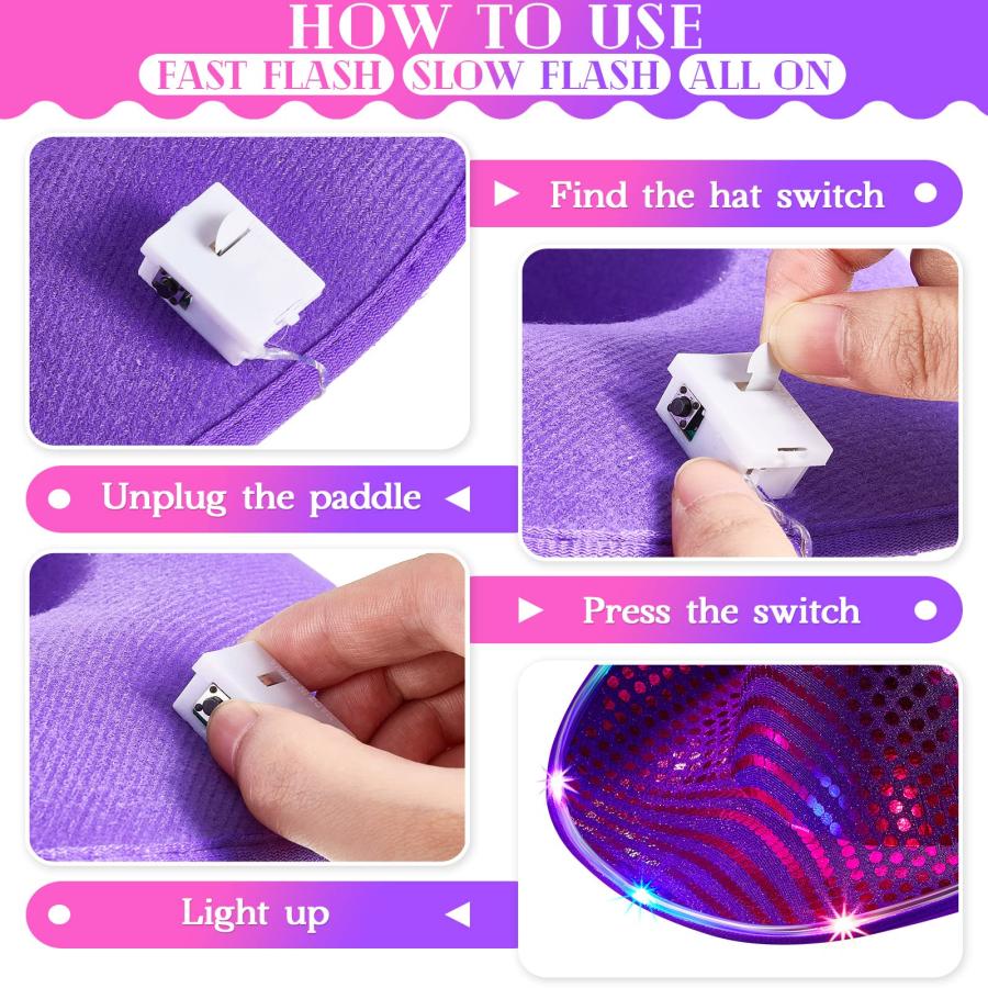 【並行輸入品】6 Pcs LED Cowboy Hat Women Light Up Space Cowgirl Cowboy Hat witの画像