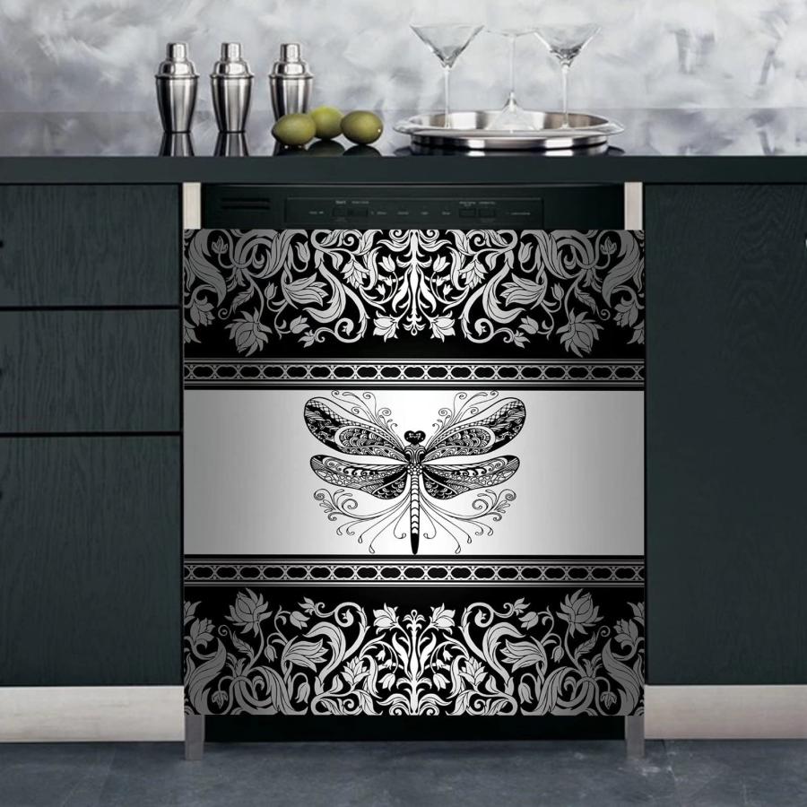 Black Flower Magnetic Dishwasher Cover Decorative,Dragonfly Dish 並行輸入品｜allinone-d｜04