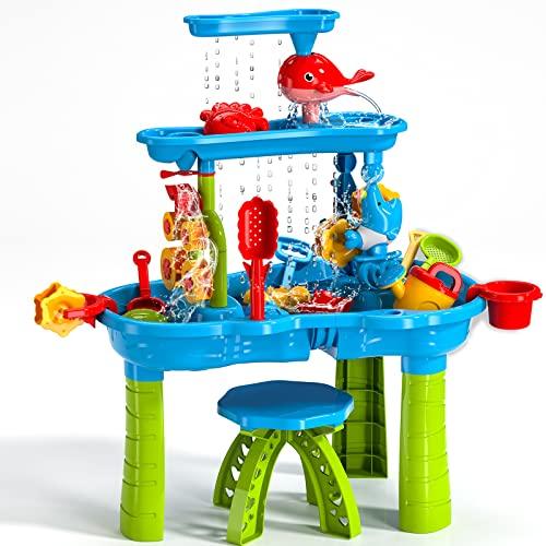 【並行輸入品】TEMI Kids Sand Water Table for Toddlers, 3 Tier Sand and Water Pの画像