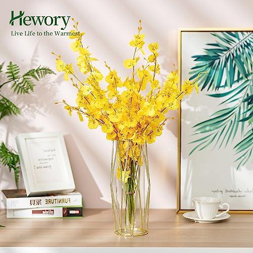 【並行輸入品】ゴールドモダンフラワー花瓶 センターピース用 Hewory 11インチ ガラス花瓶 メタルスタンド付き 2個セット ワイドで大_7