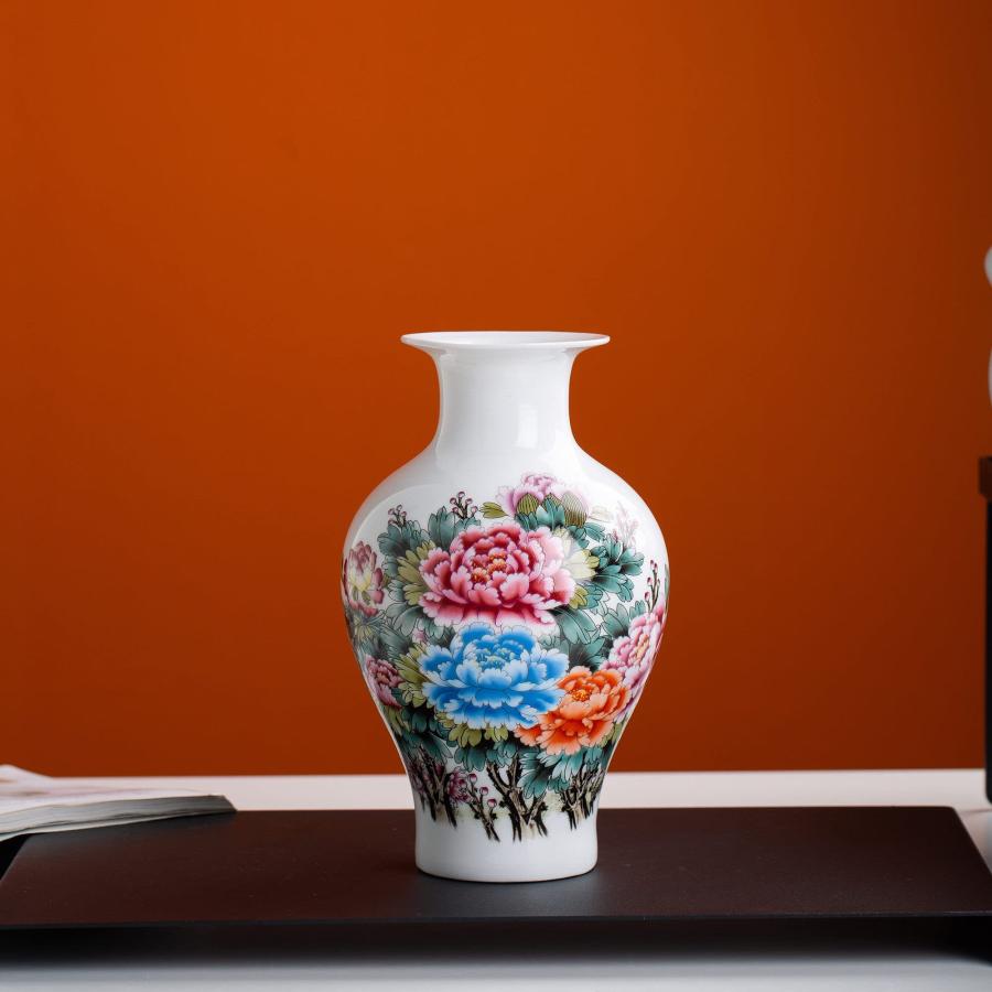 【並行輸入品】ZRLWIVE ホワイト セラミック アンティーク 花瓶 装飾 花瓶 花 景徳鎮 ハンドメイド 中国 インテリア シェルフ 本棚 | 