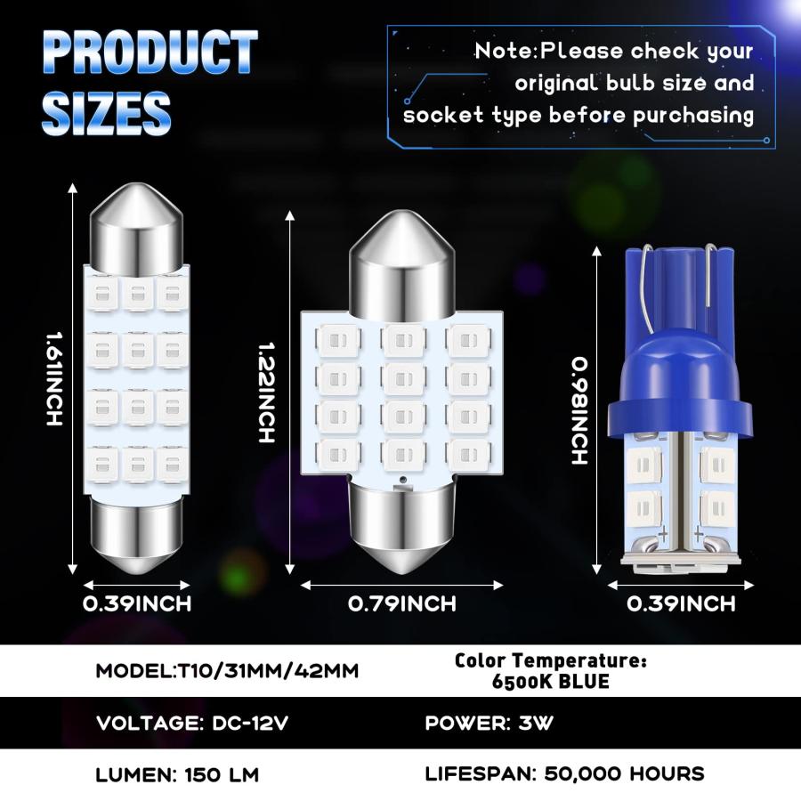 【並行輸入品】Tallew 24個 ドームライト LED電球キットセット T10 31mm 42mm LED フェストゥーン インテリア LEDの画像