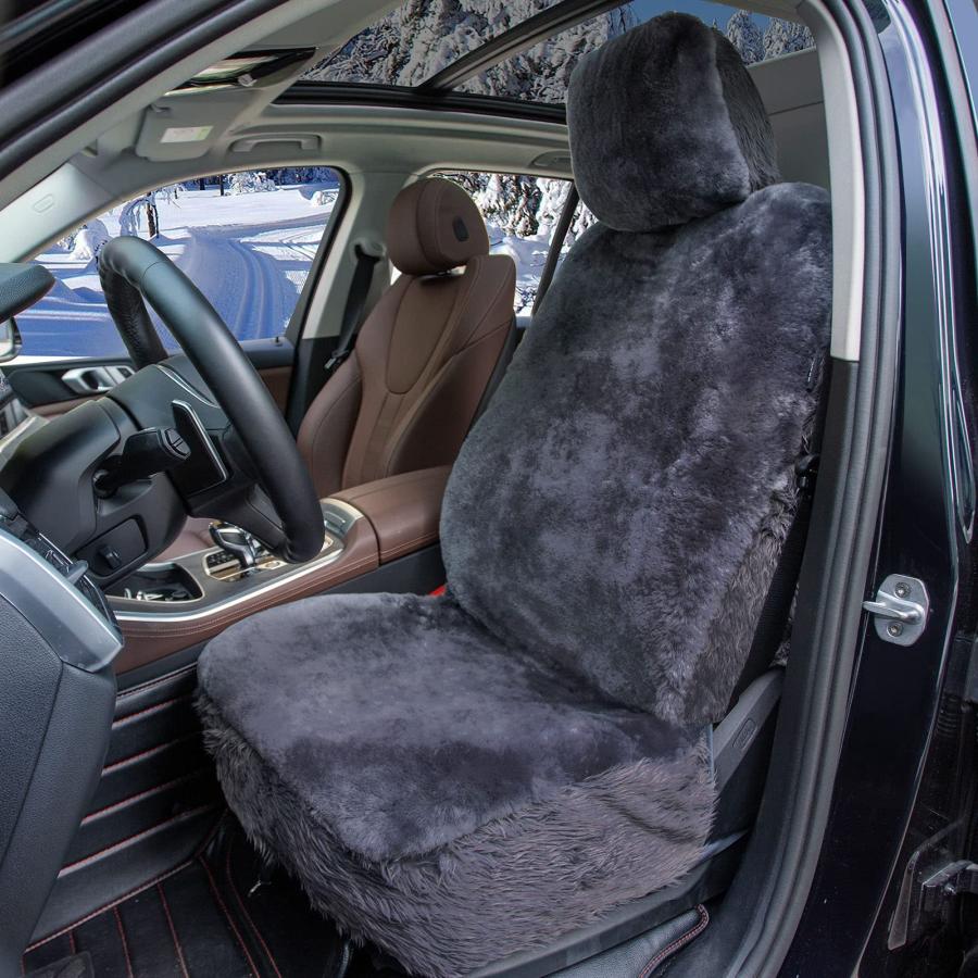 【並行輸入品】Leader Accessories 純正シープスキンシートカバー ユニバーサル 車 SUV トラック フロントシート用 チャコー_3