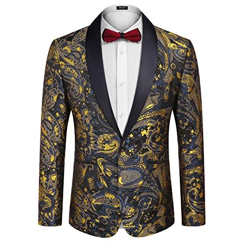 【並行輸入品】[Gumoch] COOFANDY Men's Floral Tuxedo Jacket Luxury Embroidered S_1