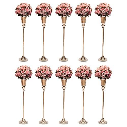 【並行輸入品】ゴールド花瓶 センターピース用 高さ77cm/30インチ 10個 フロアベース ウェディングセンターピース テーブルメタルウェディ_1