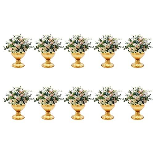 【並行輸入品】Gold Flower Vases 10 Pcs， Wedding Table Centrepieces Decoration，_1
