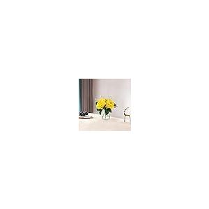 【並行輸入品】ENOVA フローラル シルクローズ 造花 花瓶入り イエロー フェイクローズ 花瓶とフェイクウォーター付き テーブルデコレーショ_5