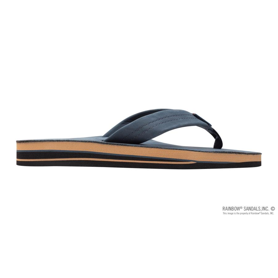 【並行輸入品】Rainbow Sandals (レインボーサンダル) メンズ 限定版   ダブルレイヤー ワイドストラップ カスタムカラー, ネの画像