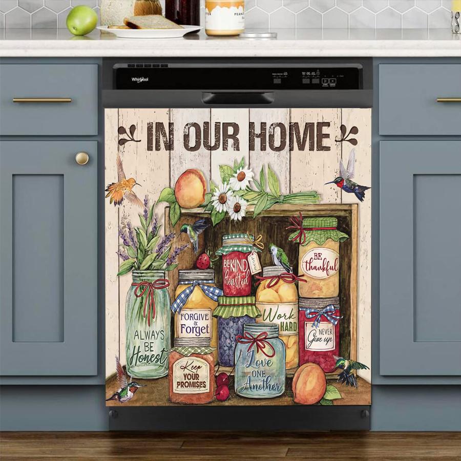 【並行輸入品】食器洗い機カバー マグネット 花瓶 キッチン装飾 ディッシュウォッシャー ドアステッカー ハチドリ 冷蔵庫ドア 磁気デカールシート | 