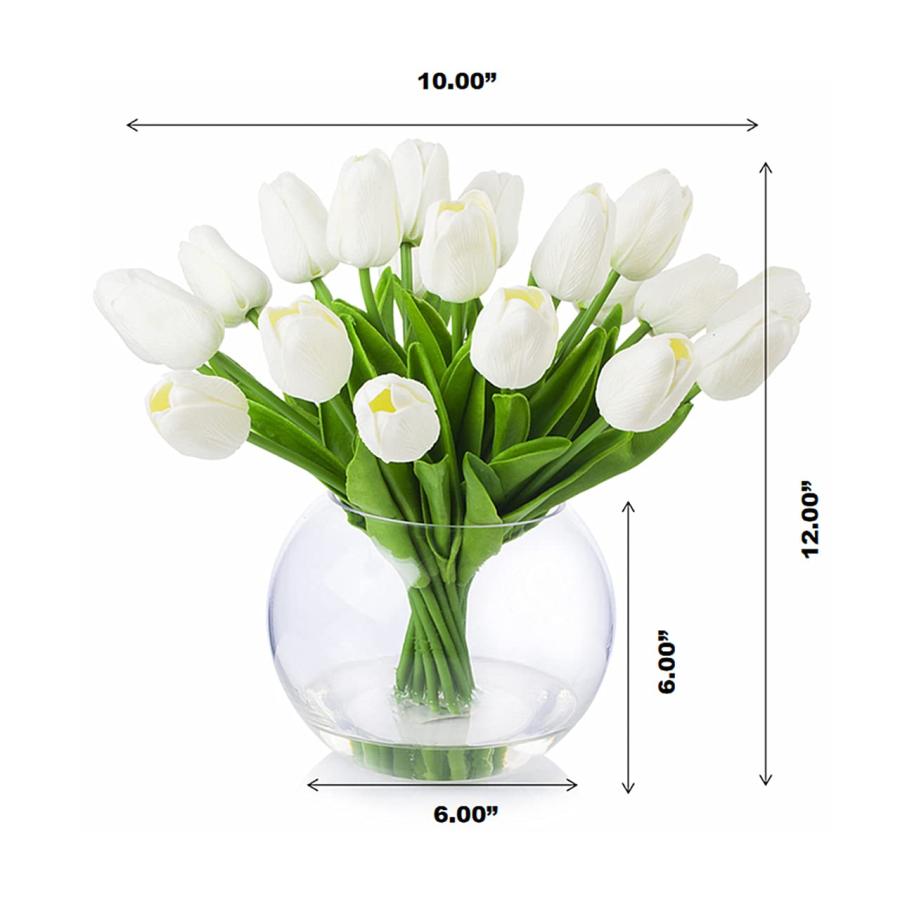 【並行輸入品】ENOVA FLORAL 20個 ホワイトチューリップ 造花 花瓶付き リアルタッチ チューリップ フラワーアレンジメント 花瓶に_9