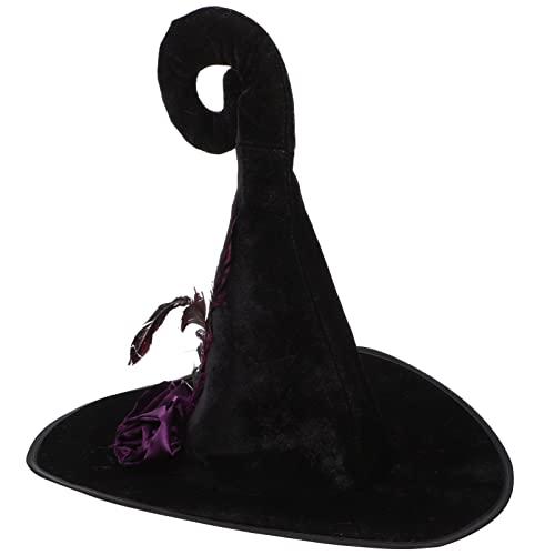 【並行輸入品】LIFKOME Halloween Witch Hat with Flower Feather Witch Cap Hallow_1