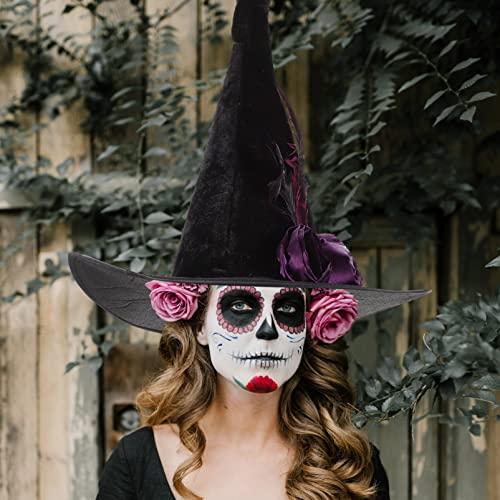 【並行輸入品】LIFKOME Halloween Witch Hat with Flower Feather Witch Cap Hallow_4