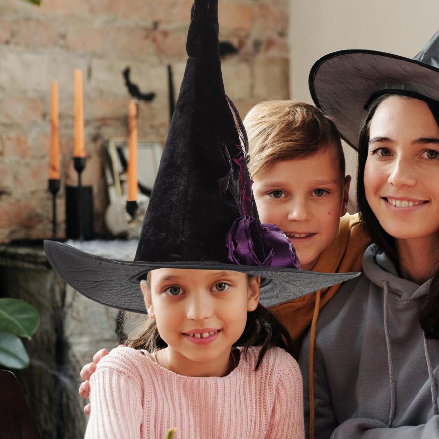 【並行輸入品】LIFKOME Halloween Witch Hat with Flower Feather Witch Cap Hallow_6
