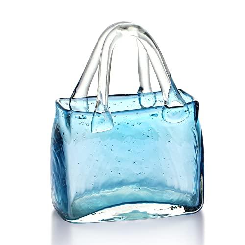 【並行輸入品】手吹きバブルガラスハンドバッグ花瓶 ホームデコ用 8.3インチ モダンアートフラワー花瓶 センターピース リビングルーム キッチン |  | 01