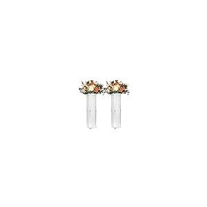 【並行輸入品】ウェディングセンターピーステーブルアクリル花瓶 シャンデリアクリスタル付き 高さ31.5インチ クリア 長方形 フラワースタンド_2