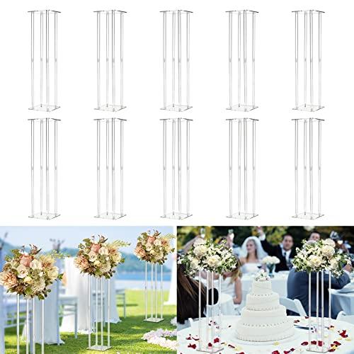 【並行輸入品】アクリル花瓶 ウェディングセンターピース テーブル用   高さ31.5インチの花器10個 クリアコラムフラワースタンド センターピ_1