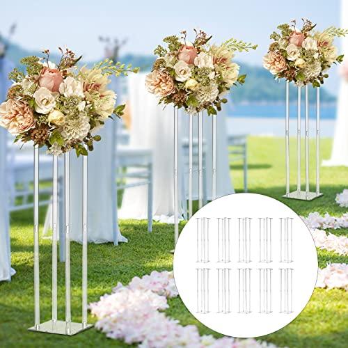 【並行輸入品】アクリル花瓶 ウェディングセンターピース テーブル用   高さ31.5インチの花器10個 クリアコラムフラワースタンド センターピ_4
