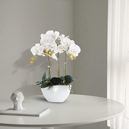 【並行輸入品】Ziwon 人工蘭の花 セラミックポット入り ホワイトフェイク 胡蝶蘭 テーブルセンターピース用 リアルなフェイクフラワー 花瓶入_7