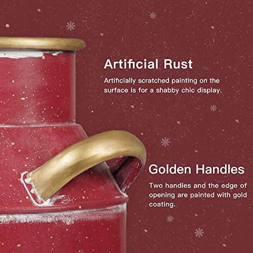 【並行輸入品】Putuo Decor メタルフラワー花瓶 素朴 シャビー シック 亜鉛メッキミルク缶 ヴィンテージ ファームハウス クリスマス_4