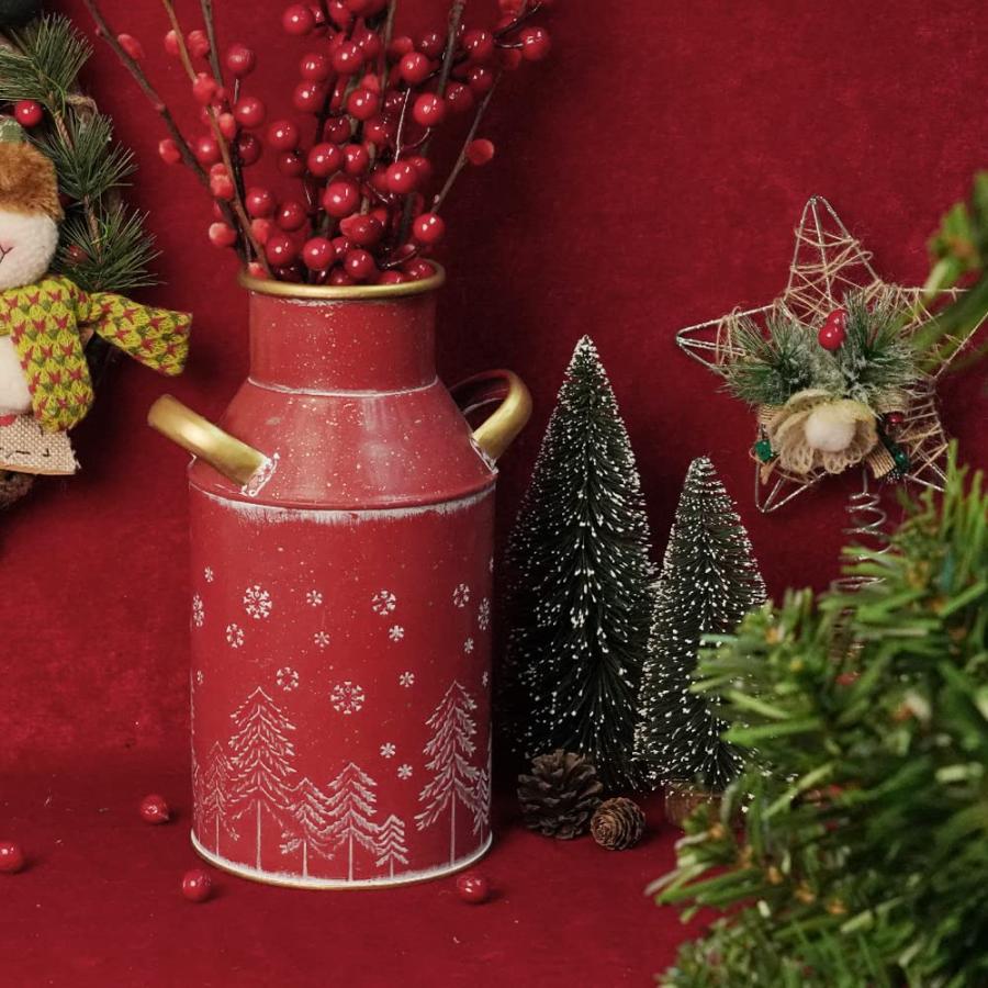 【並行輸入品】Putuo Decor メタルフラワー花瓶 素朴 シャビー シック 亜鉛メッキミルク缶 ヴィンテージ ファームハウス クリスマス_9