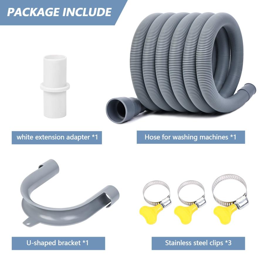 【並行輸入品】ユニバーサル食器洗い機洗濯機排水ホース   柔軟な波形ワッシャードレインホース 食器洗い機ドレインホース延長キット 延長アダプター |  | 03