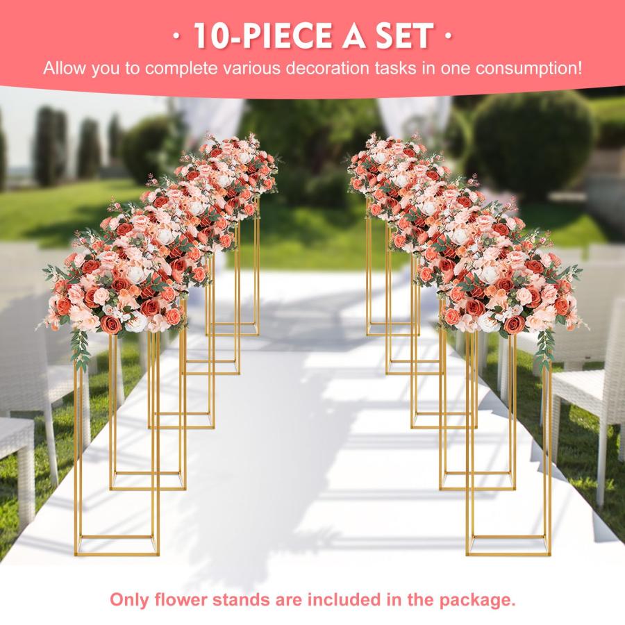【並行輸入品】LOYALHEARTDY 10PCS Gold Column Centerpieces for Wedding, Geometrの画像