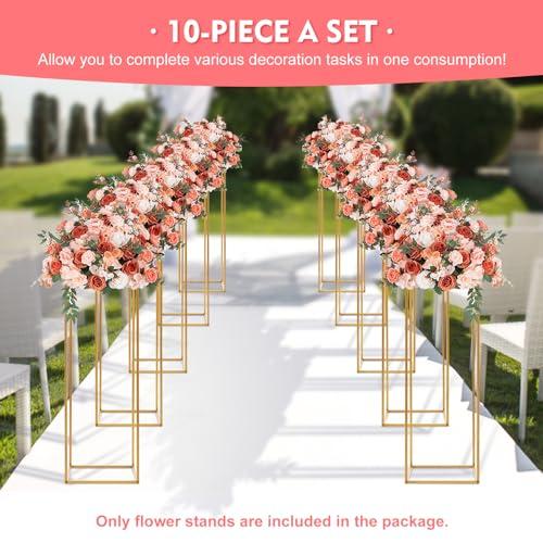 【並行輸入品】LOYALHEARTDY 10PCS Gold Column Centerpieces for Wedding, Geometrの画像