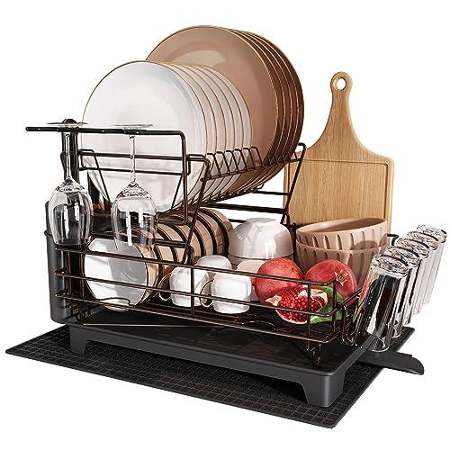 【並行輸入品】MAJALiS キッチンカウンター用 食器水切りラック 2段ステンレススチール 大型食器ストレーナー ワイングラスホルダー 調理器 |  | 01