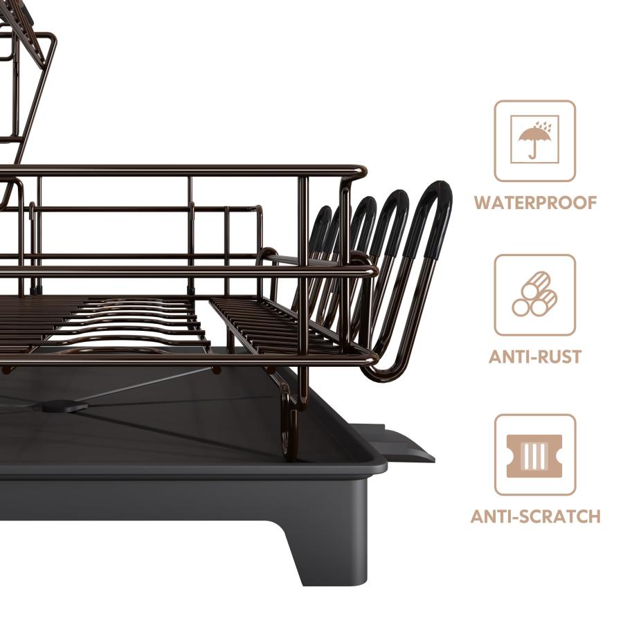 【並行輸入品】MAJALiS キッチンカウンター用 食器水切りラック 2段ステンレススチール 大型食器ストレーナー ワイングラスホルダー 調理器 |  | 06