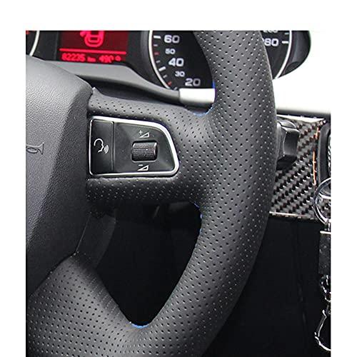 【並行輸入品】アウディ A5 (8T) スポーツバック (クーペ) 2009 2011、手縫いのレザーステアリングホイールカバー、ブラックの耐摩_1