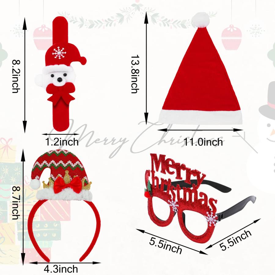 【並行輸入品】OPUHOHR 20PCS Christmas Headbands Santa Hat Christmas Slap Brace_3