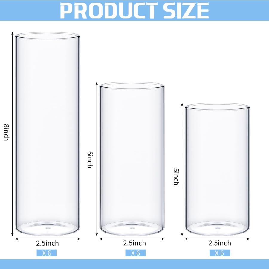 【並行輸入品】Sawysine 18 Pcs Cylinder Center Flowers Vases with 36 Pcs White_3