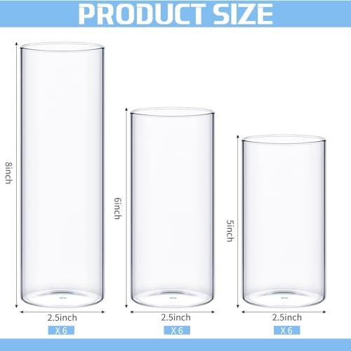 【並行輸入品】Sawysine 18 Pcs Cylinder Center Flowers Vases with 36 Pcs White_4