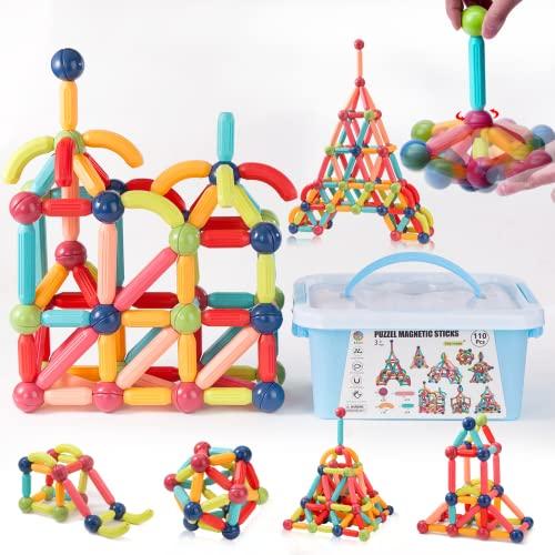 【並行輸入品】COUOMOXA 110 PCS Magnetic Building Blocks Toy Stem Constructionの画像