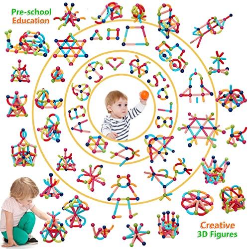 【並行輸入品】COUOMOXA 110 PCS Magnetic Building Blocks Toy Stem Constructionの画像