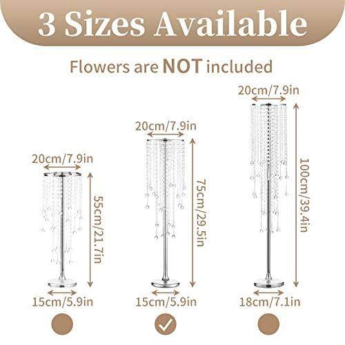【並行輸入品】Sziqiqi シルバートール花瓶 ウェディングセンターピース用 29.5インチ メタルフラワー クリスタルセンターピーススタンド_4