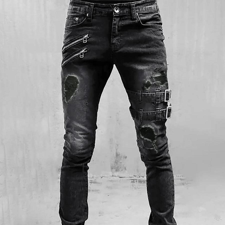 Vintage Jeans Mens Slim Fit Biker Pants Denim Pants Hip Hop Skin 並行輸入品｜allinone-d｜07