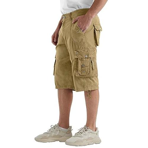 【並行輸入品】Rejork Men's Long Below Knee Length 3/4 Capri Cargo Shorts Loose