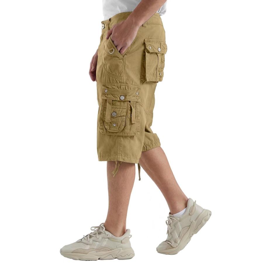 【並行輸入品】Rejork Men's Long Below Knee Length 3/4 Capri Cargo Shorts Loose