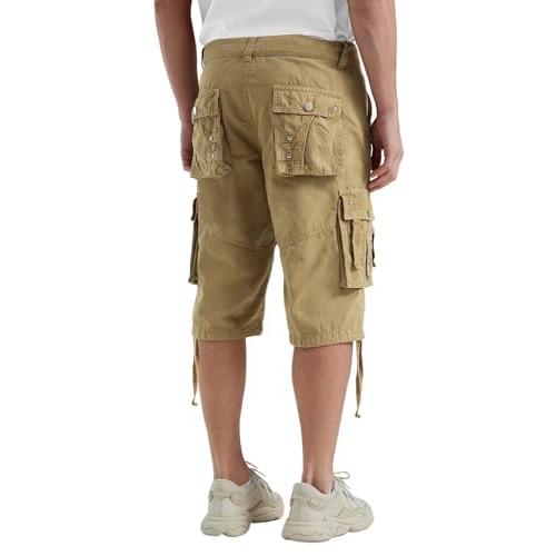 【並行輸入品】Rejork Men's Long Below Knee Length 3/4 Capri Cargo Shorts Loose