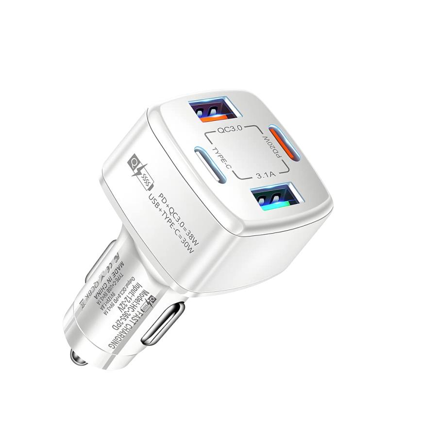 【並行輸入品】車用充電器アダプター 4ポート 2USB高速車載電話充電器 38W PD Type C QC3.0 マルチポートスマートクイックチ | 