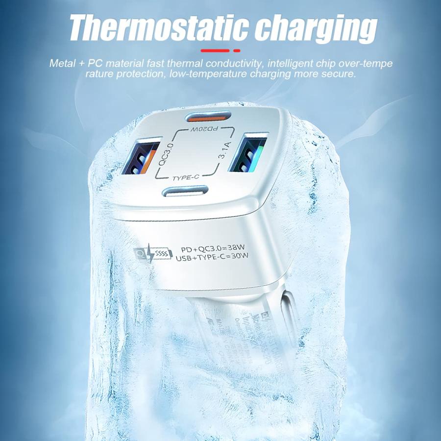 【並行輸入品】車用充電器アダプター 4ポート 2USB高速車載電話充電器 38W PD Type C QC3.0 マルチポートスマートクイックチ |  | 06